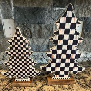MACKENZIE-CHILDS Courtly Check Forest Trees. Set of 2 trees. New in box.